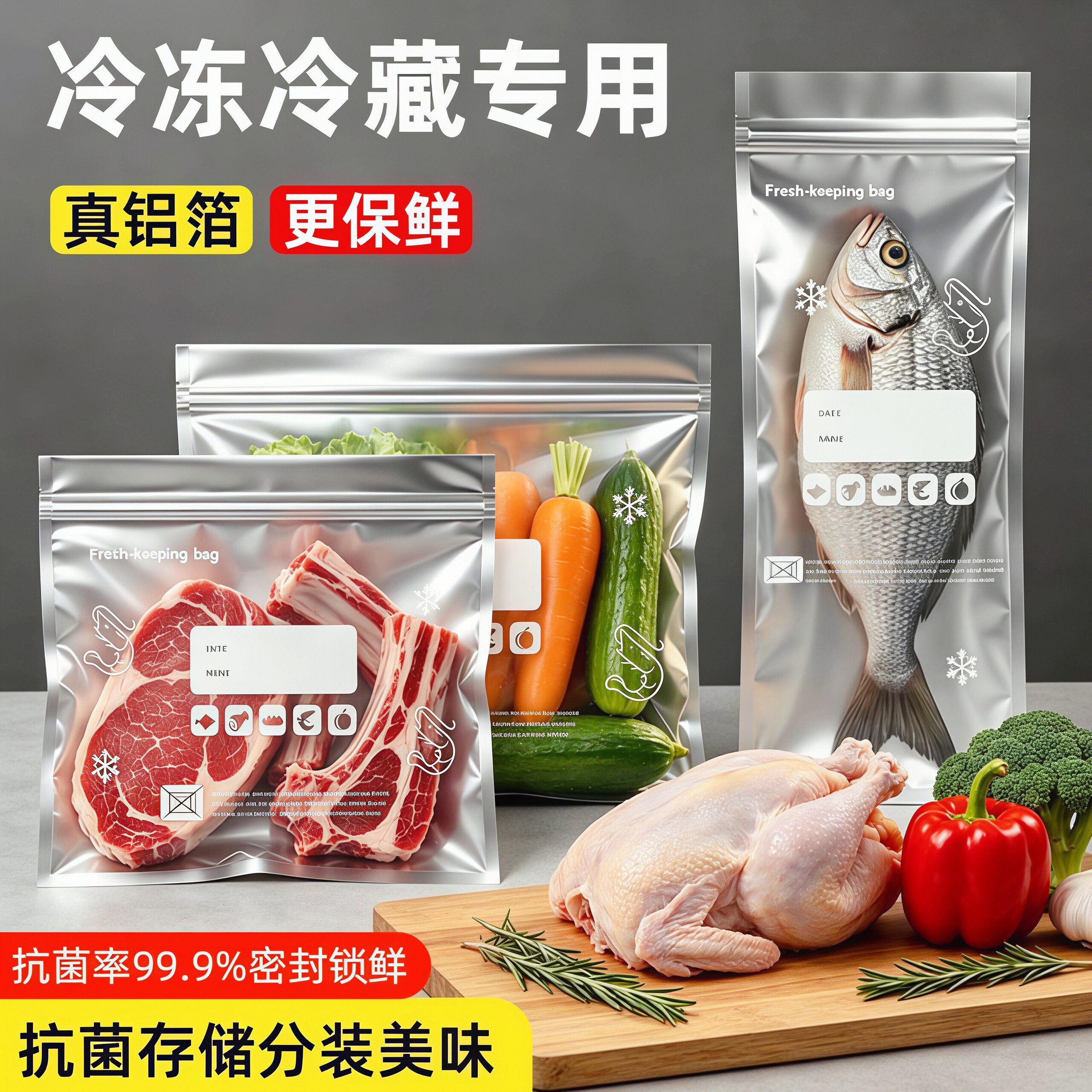 铝箔冷冻保鲜袋锁鲜袋密封分装袋