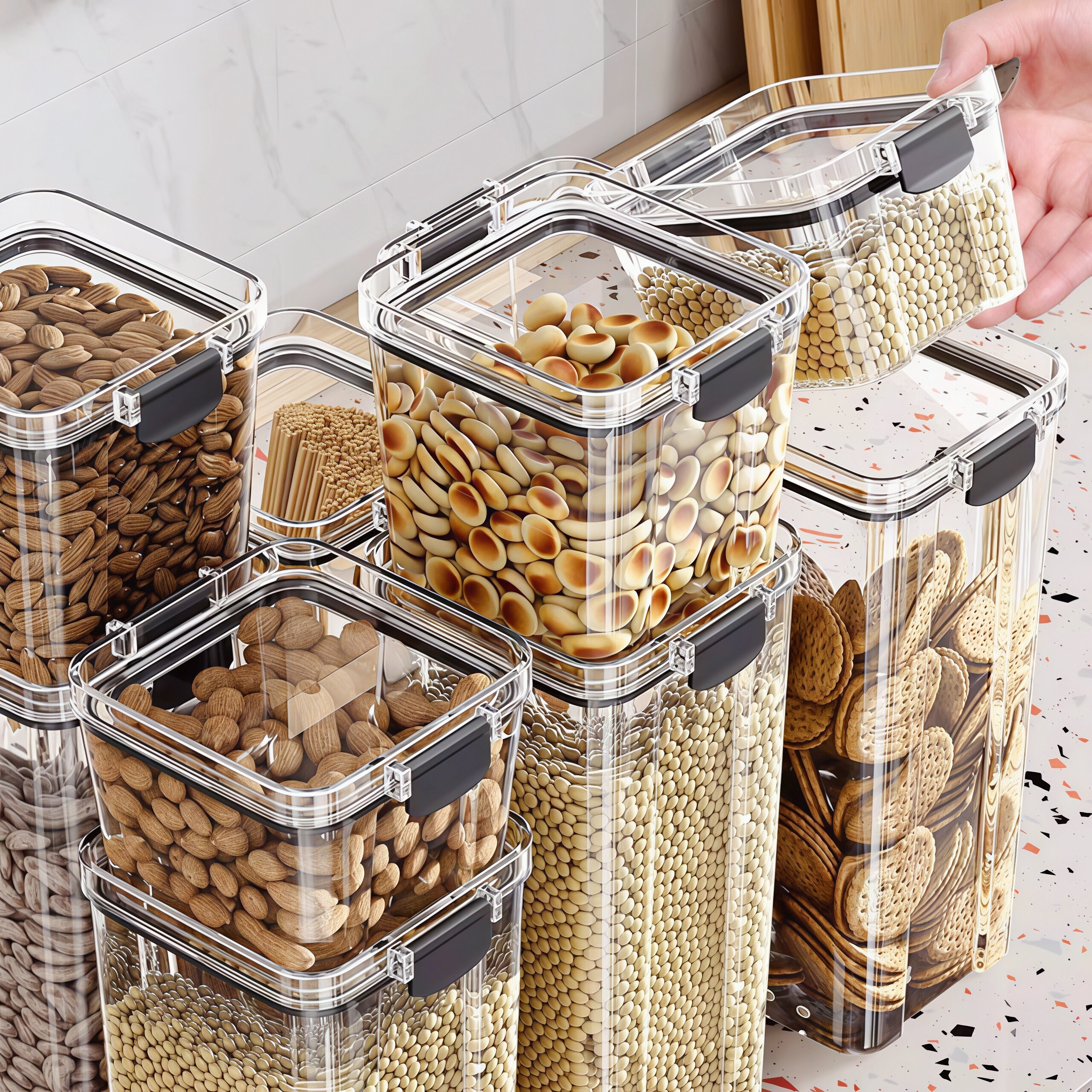 密封罐五谷杂粮厨房收纳食品级透明塑料罐盒子零食干货茶叶储物罐