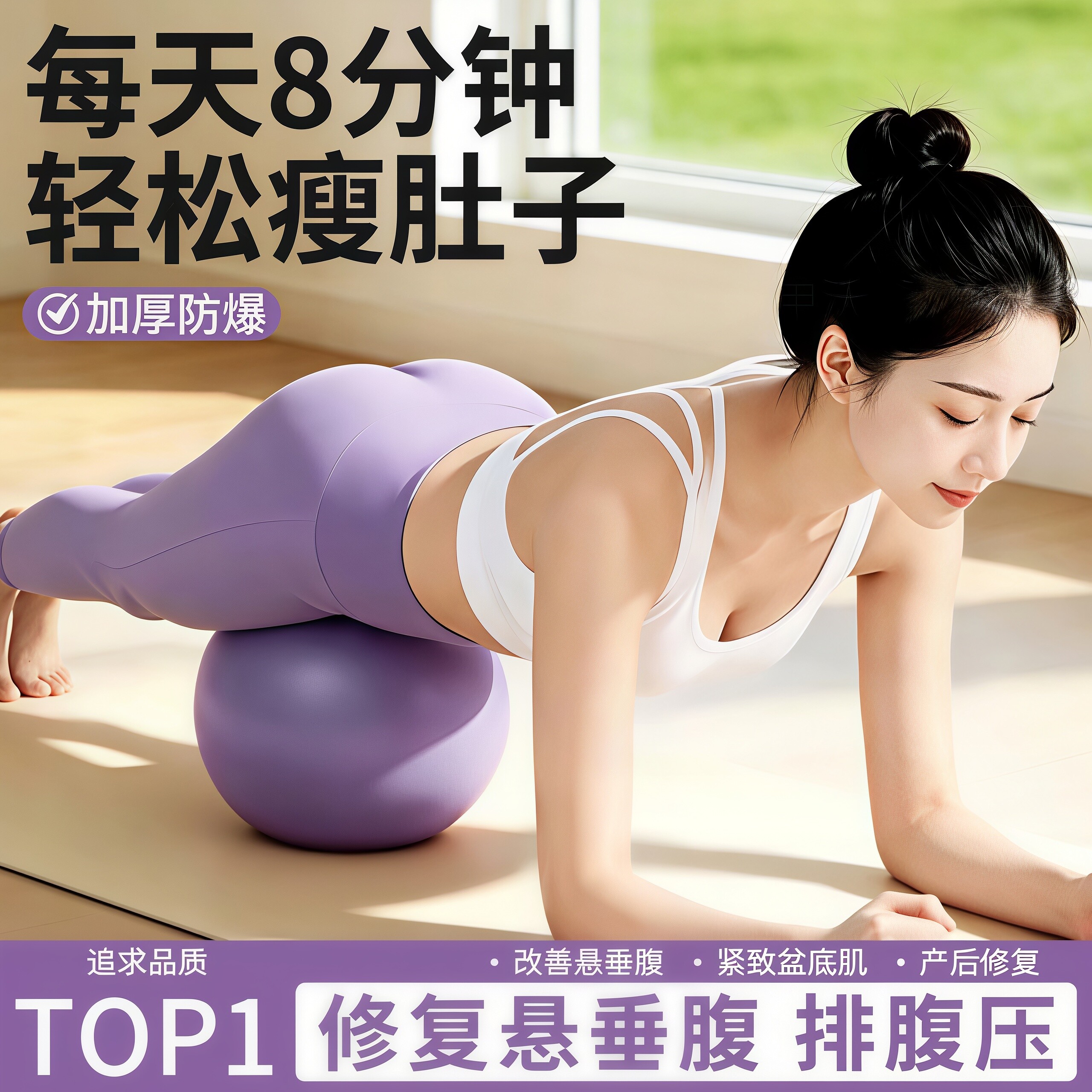 瑜伽球普拉提平衡训练盆底肌