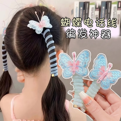 女童高弹力蝴蝶电话线发圈