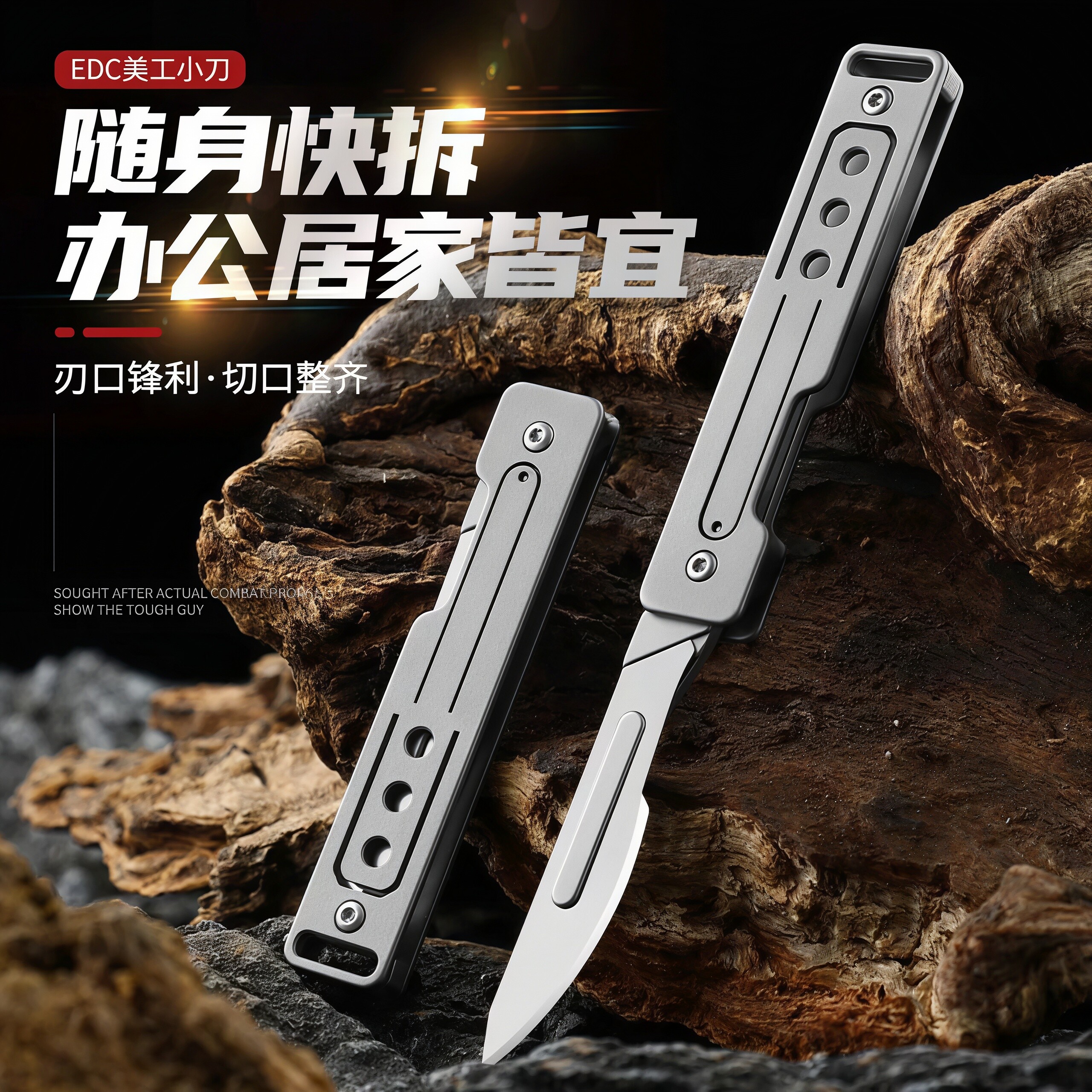 多功能钛合金折叠美工刀手术柄架随身便携小刀锋利高硬度钥匙小刀