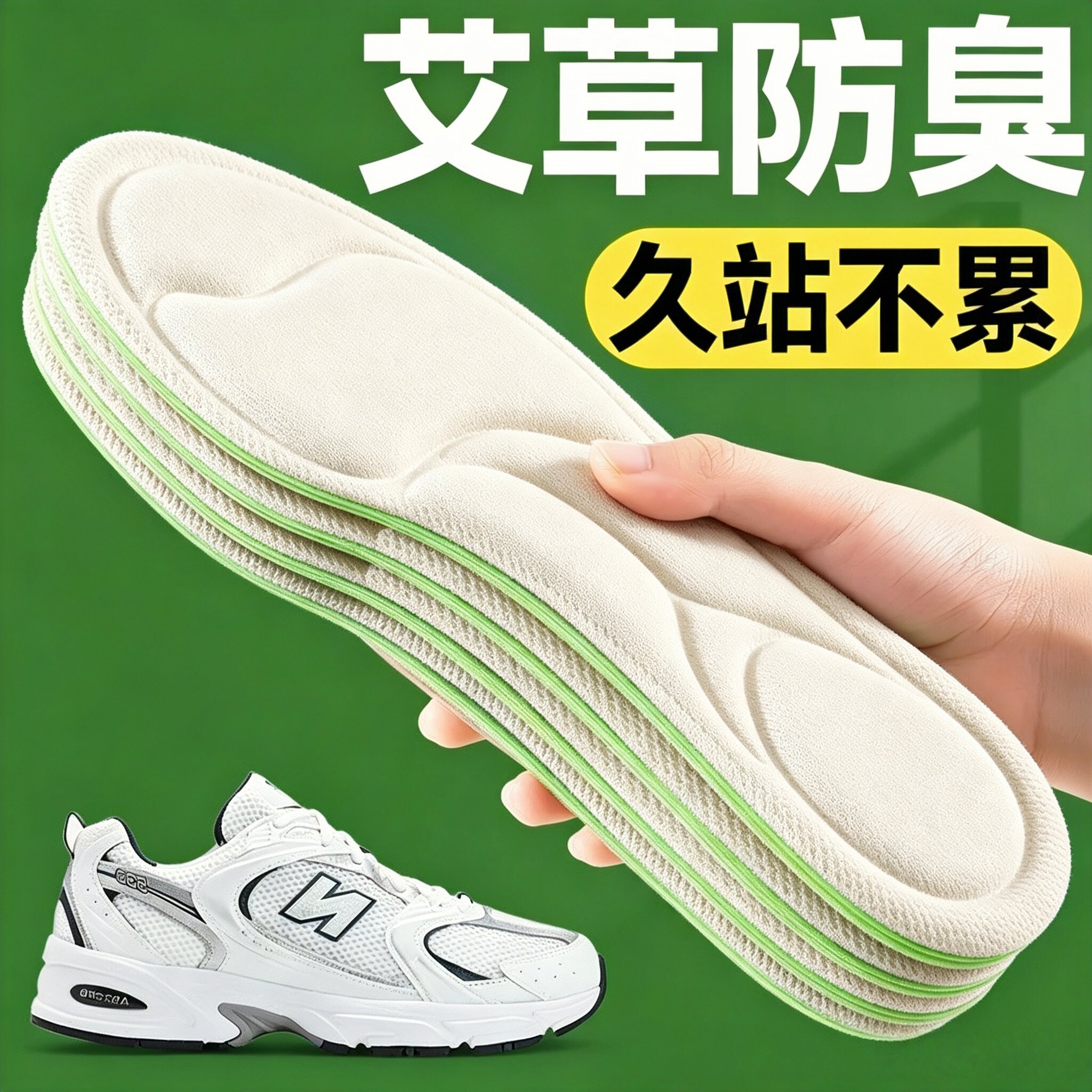 艾草鞋垫运动减震吸汗防臭不累脚