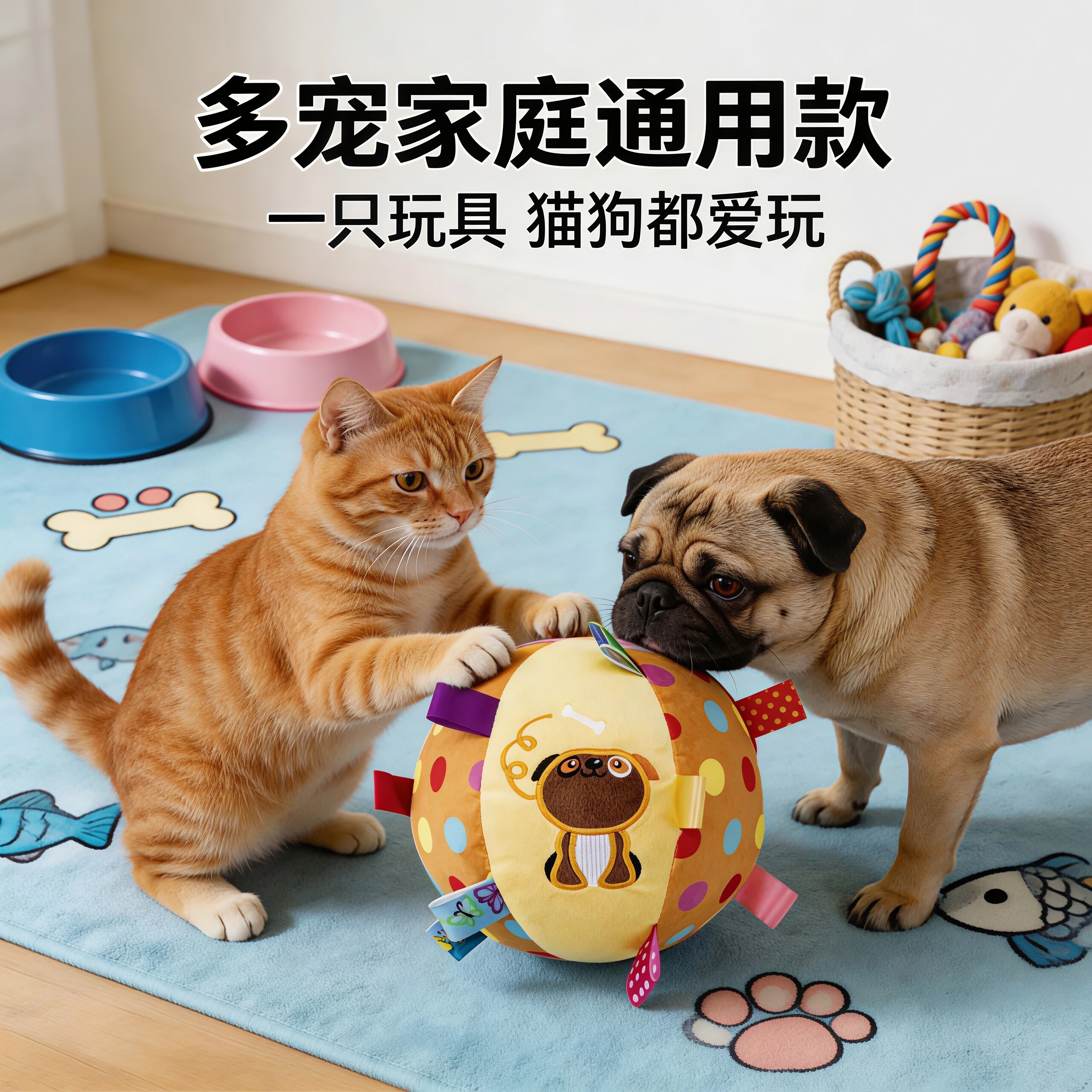 宠物狗狗解闷玩具球耐咬发声铃铛球自嗨毛绒小狗球形户外发声玩具