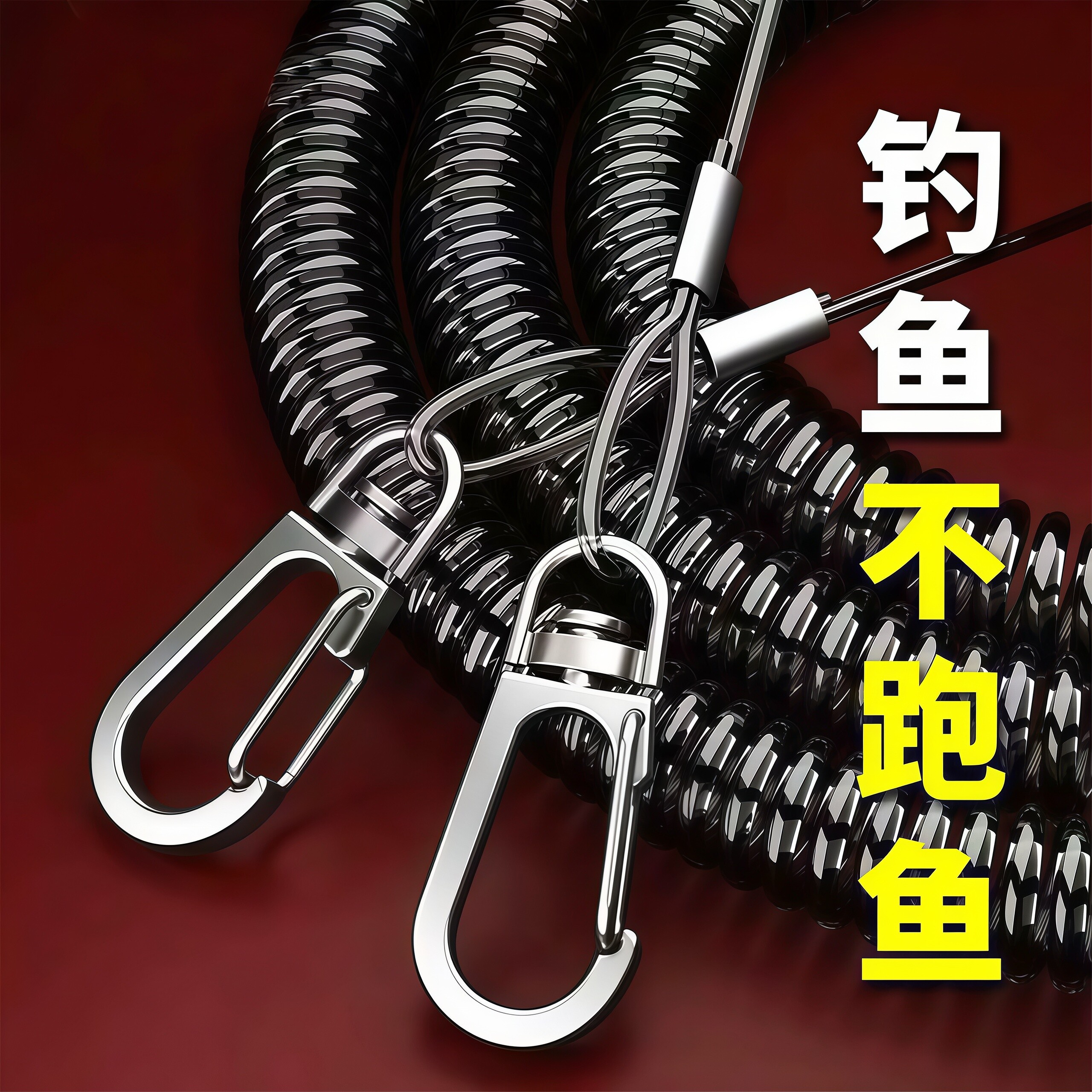 钢丝自动伸缩路亚筏钓防丢绳