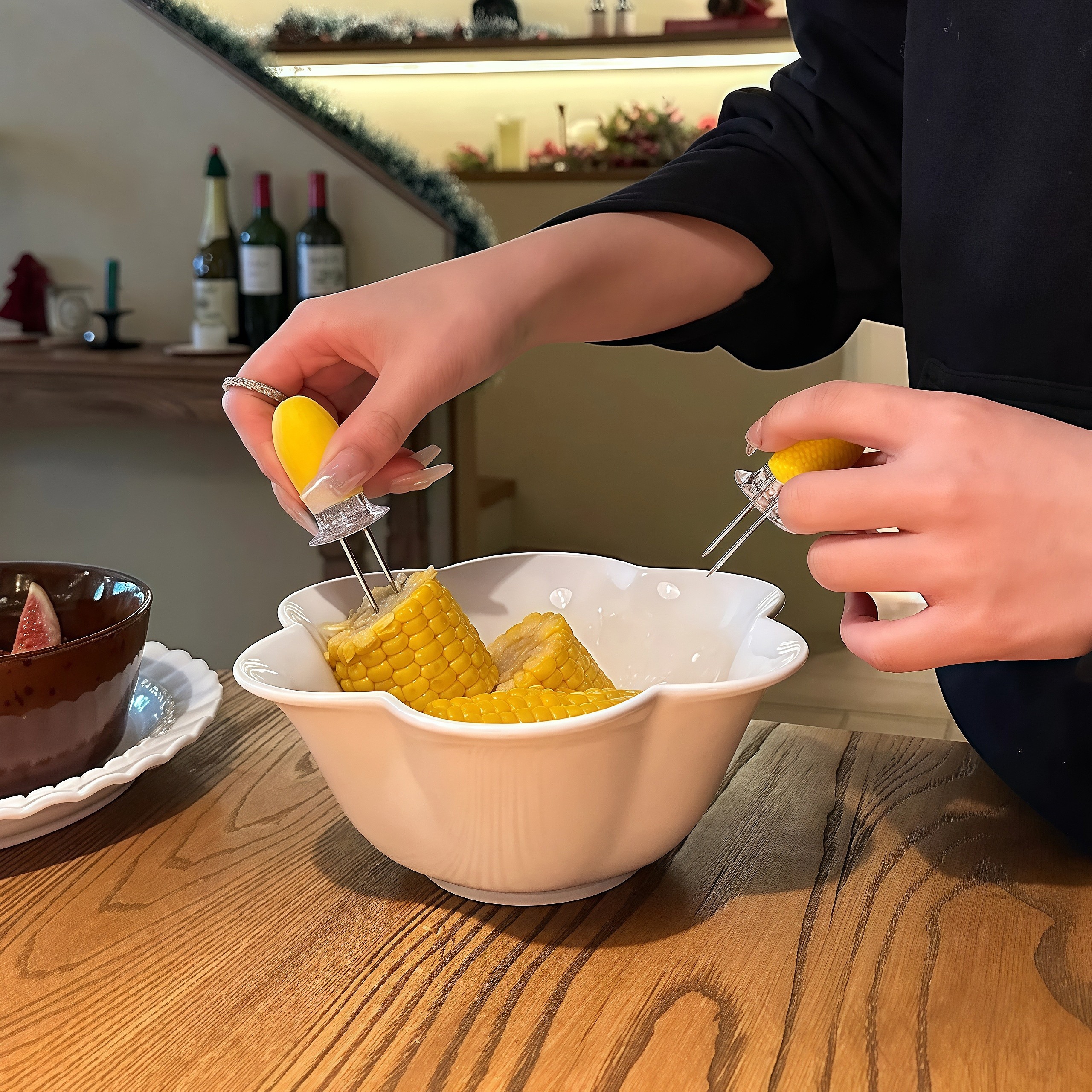 防烫手玉米钢叉创意家用吃红薯烧烤水果签小宝宝啃苞米不粘手工具