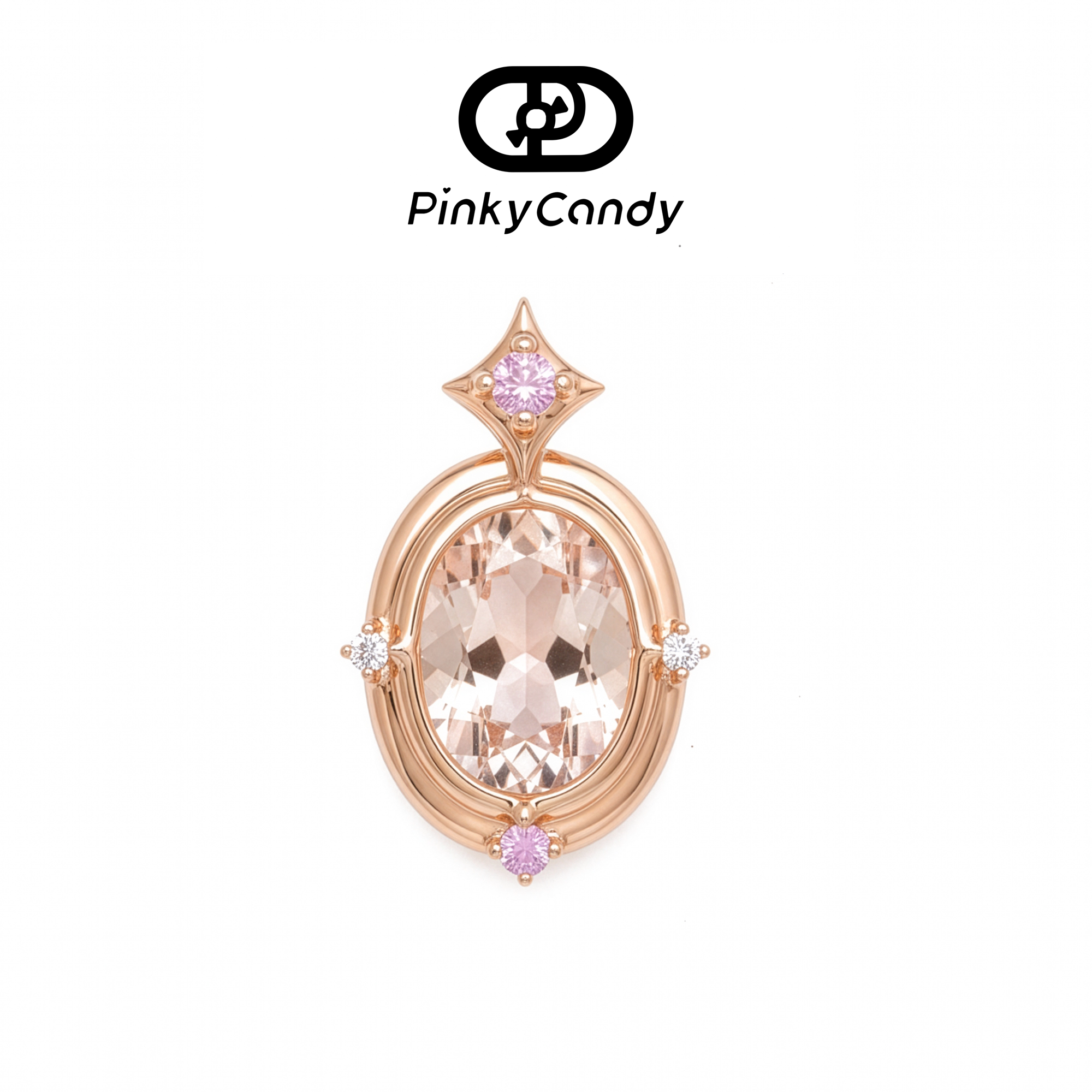 Blossom盛放之镜吊坠 | 18K金&middot;天然钻石&middot;彩宝&middot;粉色摩根石项链