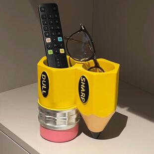 遥控器收纳盒客厅创意茶几摆件化妆刷收纳筒笔筒办公室桌面可爱