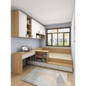 小卧室床衣柜集成小公寓高盒子床榻榻米与书桌角墙柜组合空气压力