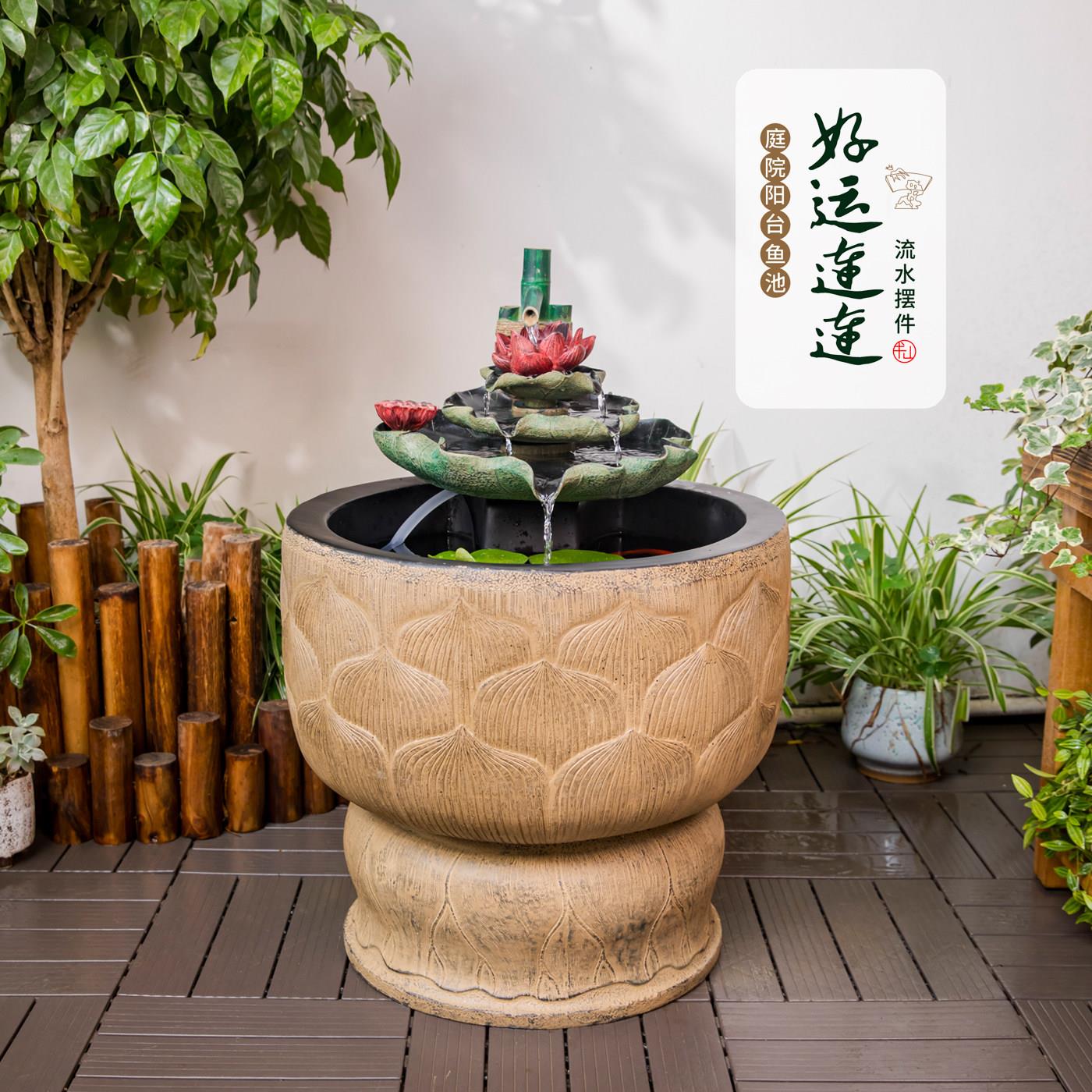 流水摆件鱼池室内玄关水景花园造景布置庭院循环水系景观阳台露台