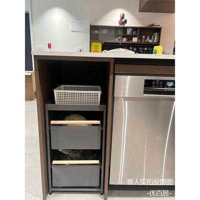 厨房蔬菜置物架小推车收纳导轨抽拉调料果蔬抽屉收纳架多层带轮子