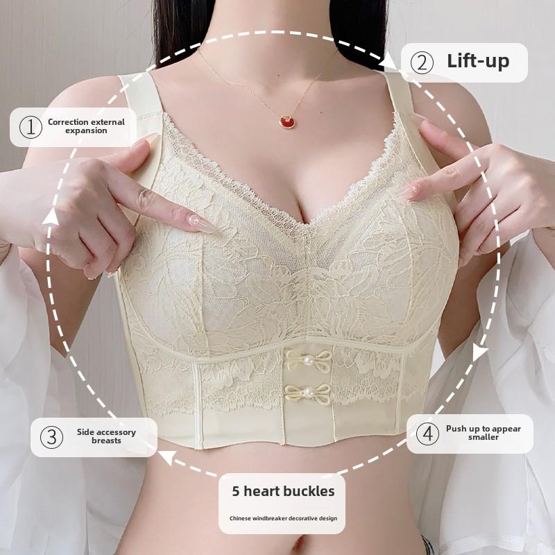 无磁无铁电子厂上班内衣女过安检门薄款大胸显小调整型收副乳文胸