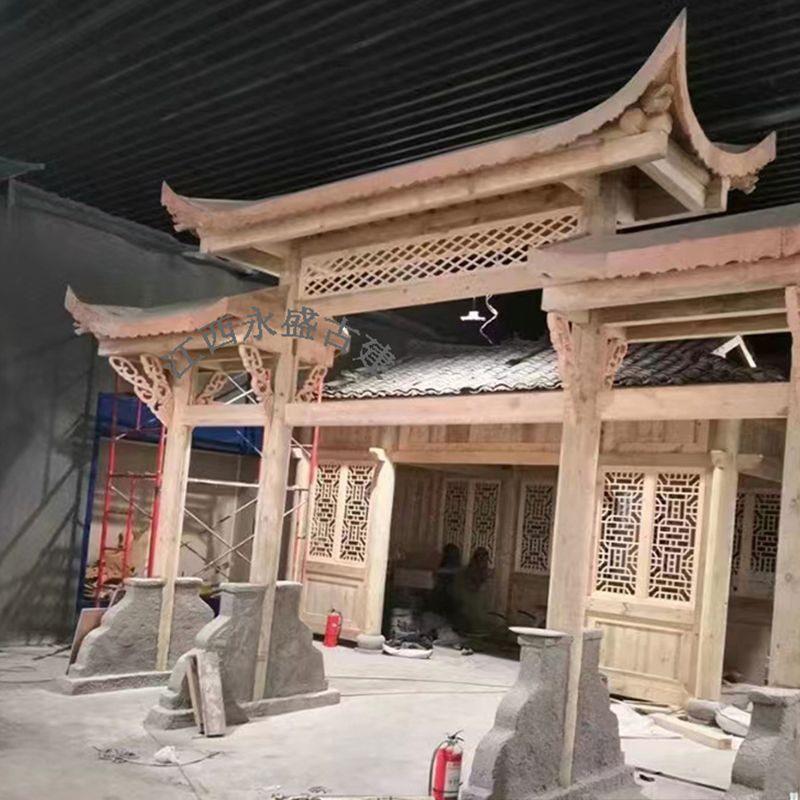 防腐木门楼实木牌坊古建仿真仿古门楼庭院大门楼网红定制仿古门头