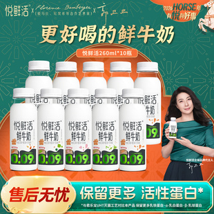 悦鲜活鲜牛奶260ml*10瓶装学生营养低温鲜牛奶
