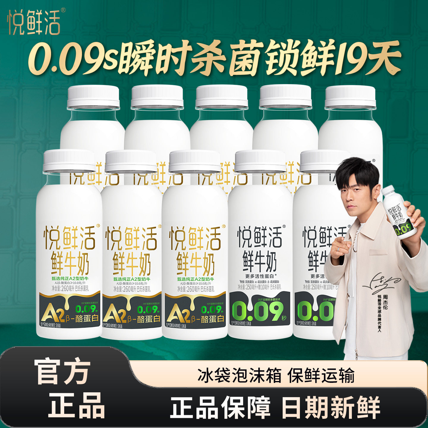 君乐宝悦鲜活鲜牛奶260ml/A2型260/450ml瓶装营养早餐低温鲜牛奶