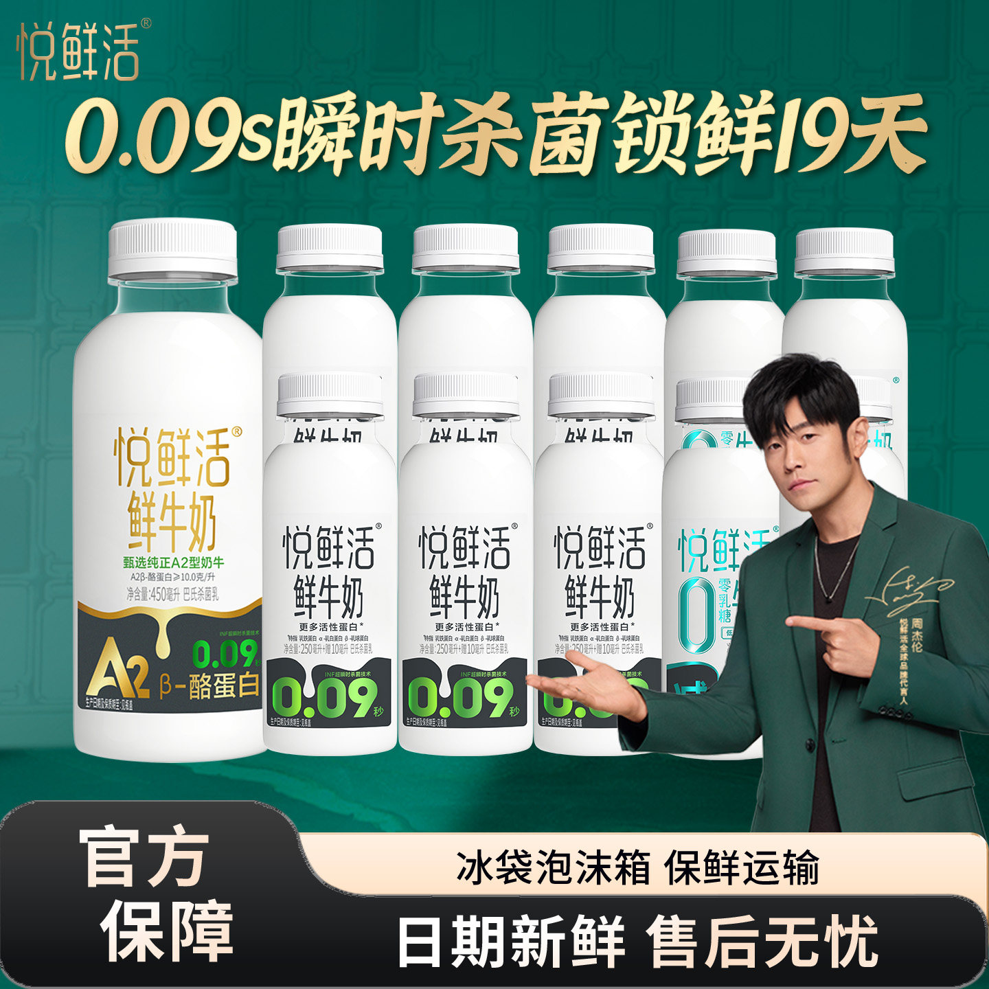 君乐宝悦鲜活鲜牛奶260ml/A2型260/450ml瓶装营养早餐低温鲜牛奶