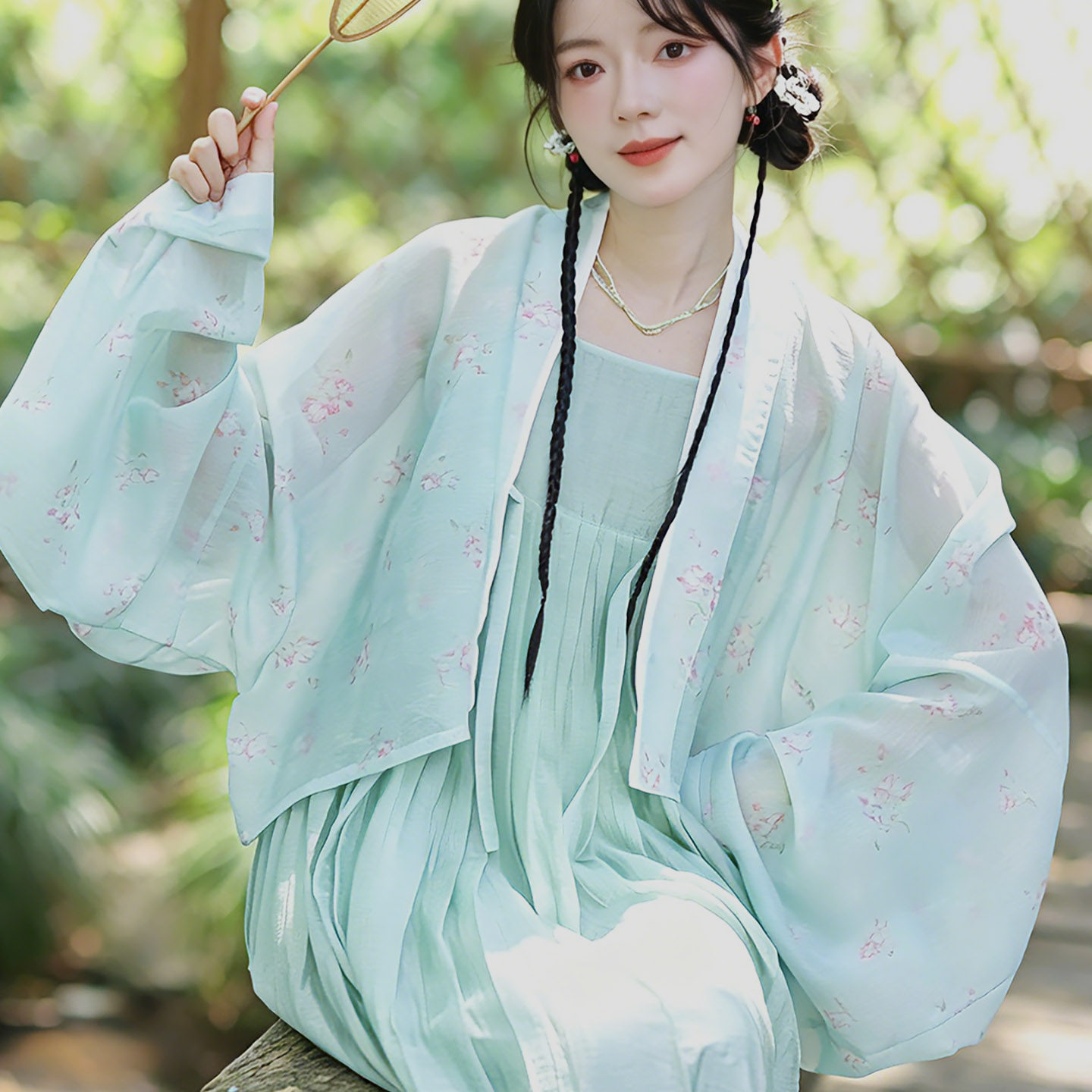 蓝啵啵改良天丝唐制汉服夏季连衣