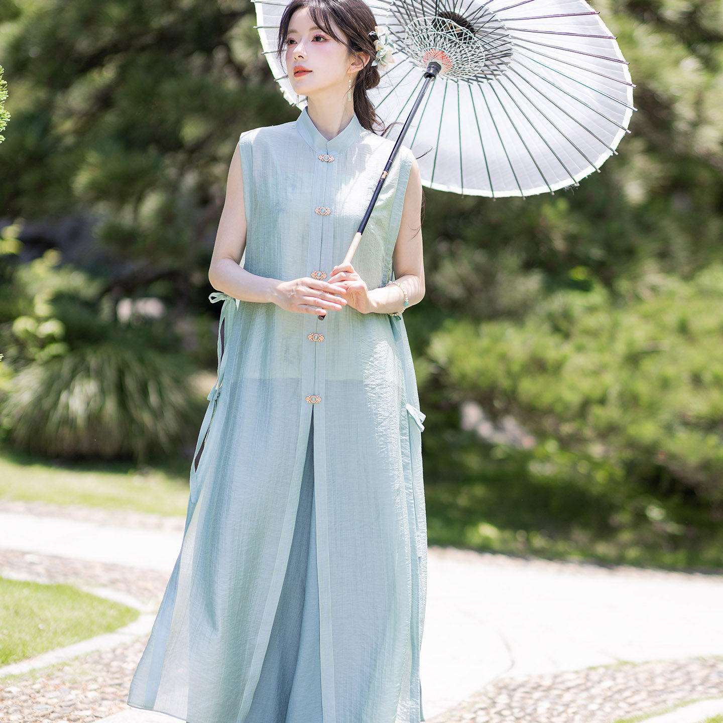 玉壶冰夏季无袖明制汉服套装