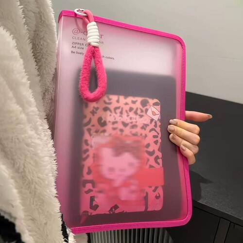 渐变透明A4拉链证件收纳袋