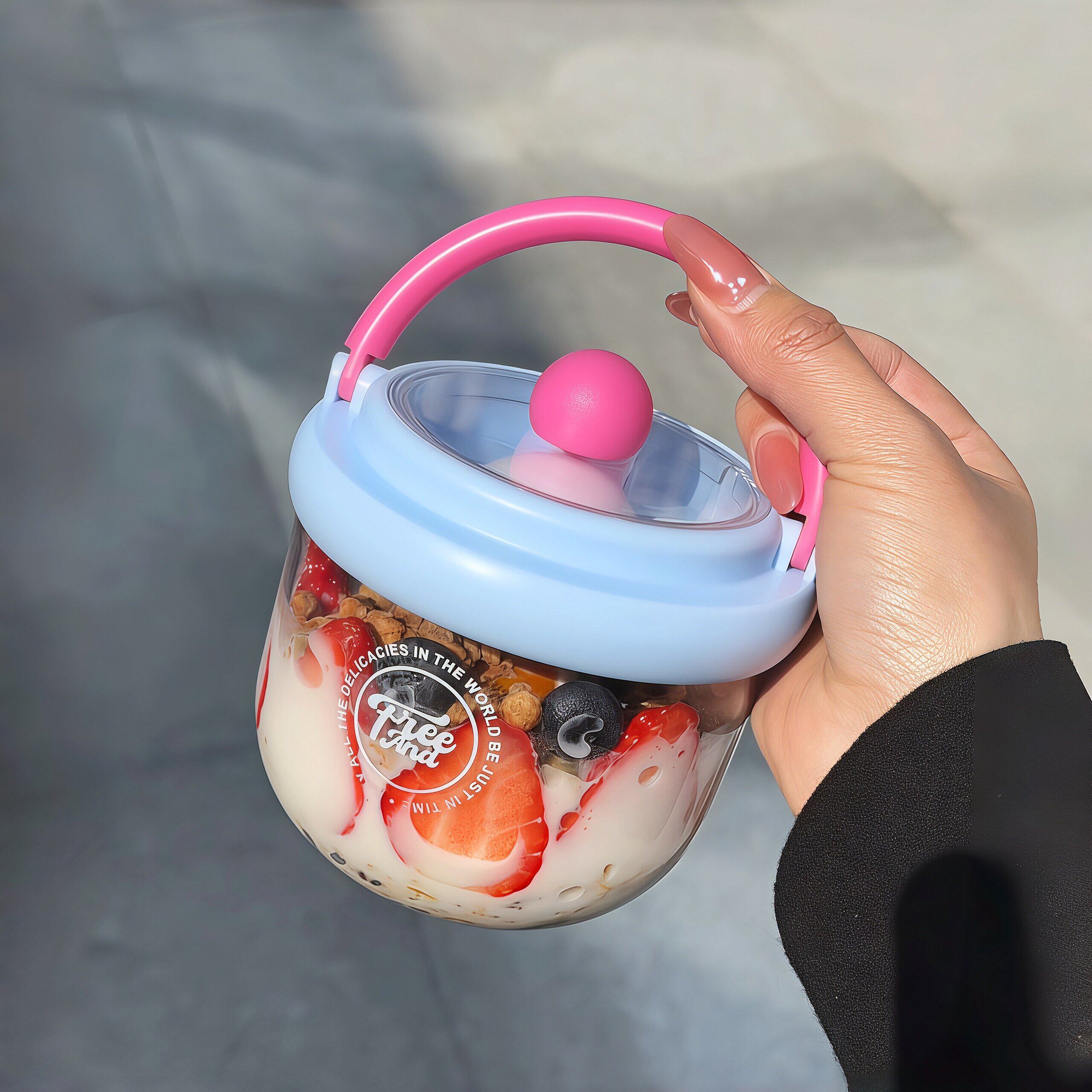 多巴胺便携早餐杯上班族燕麦牛奶杯酸奶碗外带水果沙拉杯保鲜盒子