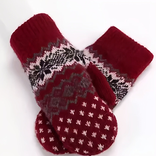 圣诞手套新品学生女冬天韩版可爱男连指包指加厚保暖情侣