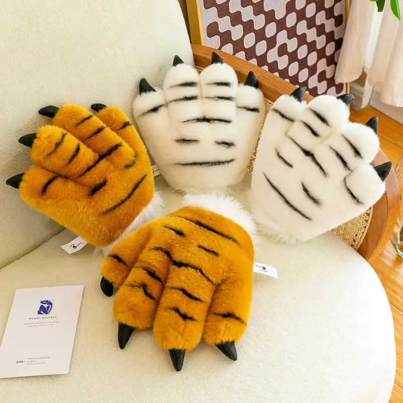 猫爪手套毛绒加厚保暖手套可爱猫爪肉垫会吱吱叫cosplay漫展道具