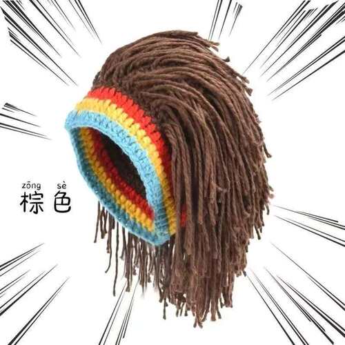 欧美保暖毛线帽假发帽个性嘻哈