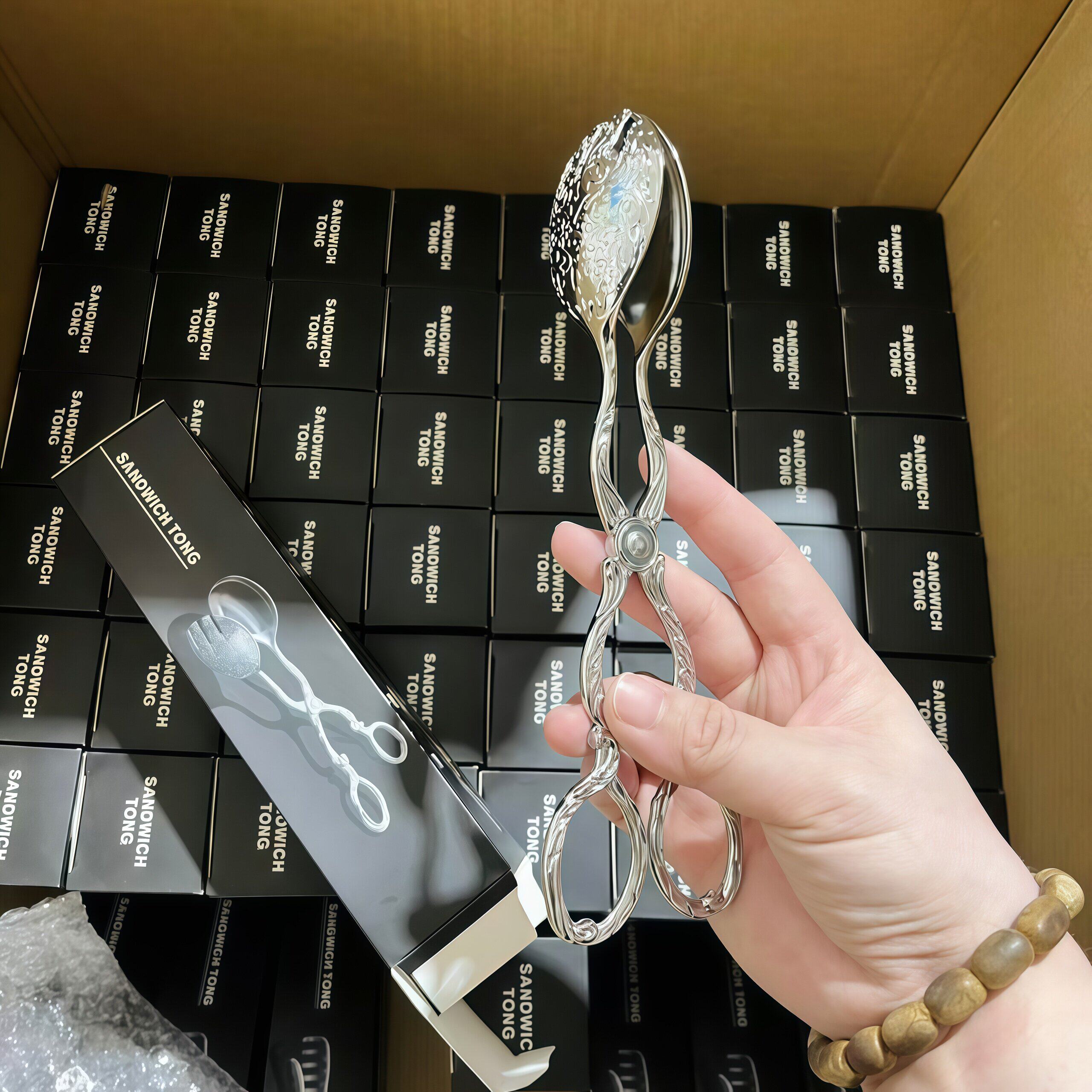 老外同款！欧式复古面包夹家用蛋糕甜品夹厨房沙律夹自助餐烤肉夹