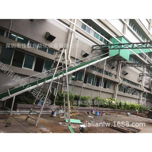 三楼向下装车滑梯式传送带_卸货传输机倾斜皮带输送线快速出货