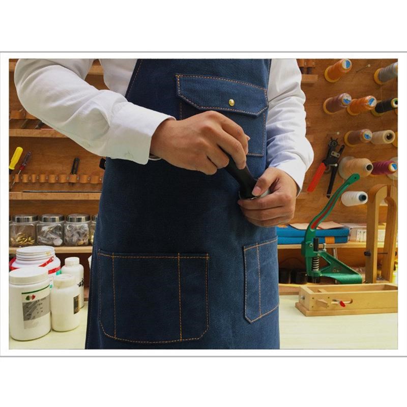 韩版男女时尚牛仔围裙客制咖啡店加厚工作服客制logo围裙印字