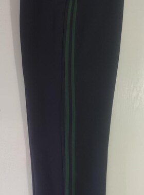 可定做中小学生男女校裤两道1厘米墨绿色条纹散口V长裤松紧腰有兜