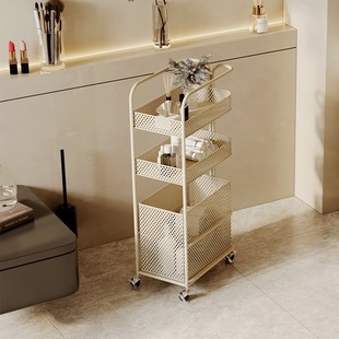 浴室可移动多层窄缝小推车置物架奶油风网红简约卫生间杂物收纳架
