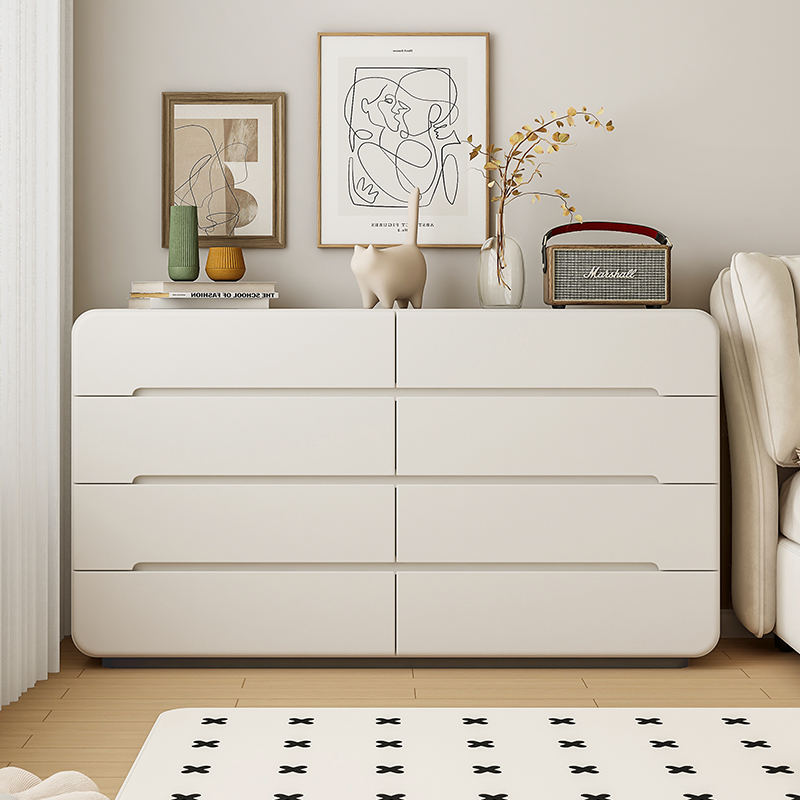奶油风斗柜实木八斗柜卧室床尾置物柜简约现代客厅靠墙立柜抽屉柜