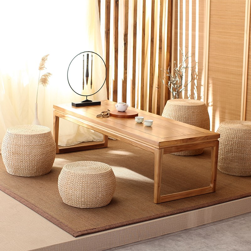 草编坐凳矮凳蒲团门厅换鞋凳子榻榻米飘窗圆形凳子家用客厅小凳子