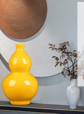 开口招财葫芦花瓶大小号陶瓷摆件家居客厅中式酒柜玄关装饰工艺品