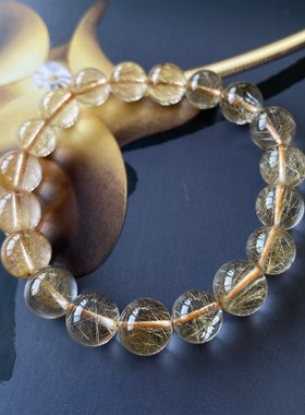 天然金发晶手串手链发丝根根分明闪亮晶体透亮无优化一物一图