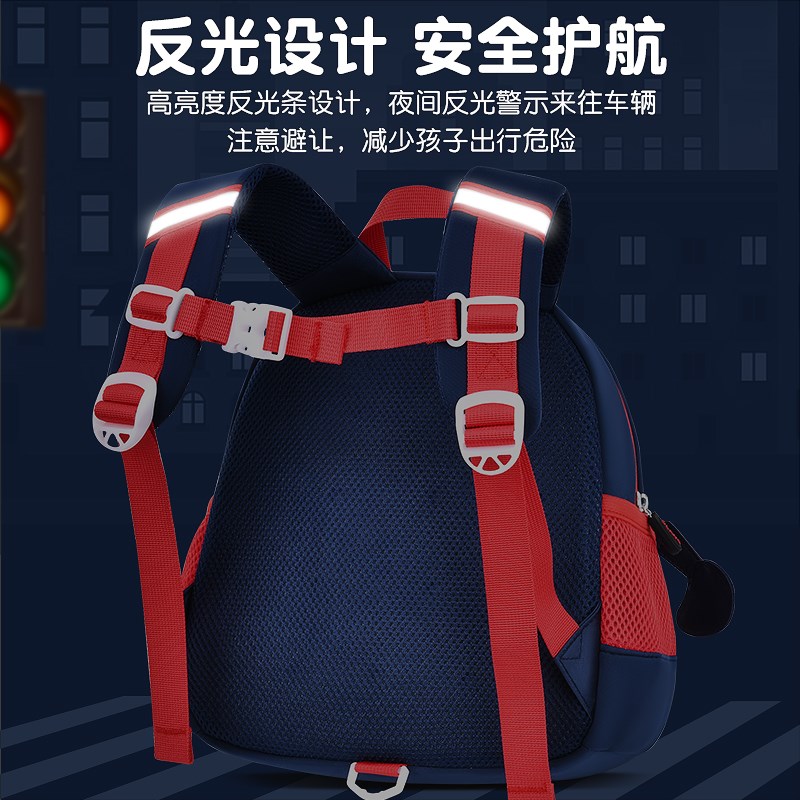 幼儿园书包男童挖土机工程车蓝色3岁可爱卡通轻小班大班萌宝背包