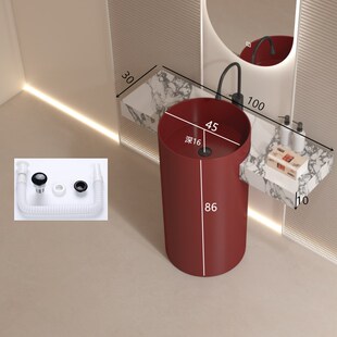 陶瓷立柱盆定制切角岩板台面洗手盆立柱式一体酒店洗手盆洗脸盆