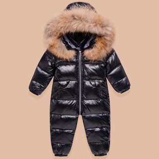 宝宝连体羽绒服男婴儿羽绒连体衣加厚女幼童羽绒外出爬服反季套装