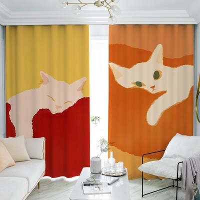 卡通窗帘全遮光免打孔安装儿童房卧室客厅飘窗遮阳帘2025新款厂家