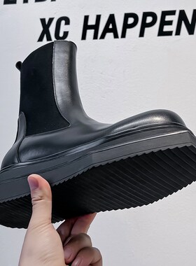 2024春秋新款潮流百搭男款马丁靴黑色高帮皮鞋时尚短靴子68555-A