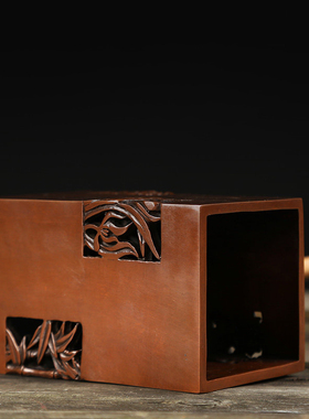 徽匠铜韵 梅兰竹菊紫铜笔筒办公室书房文房摆件教师节礼物工艺品