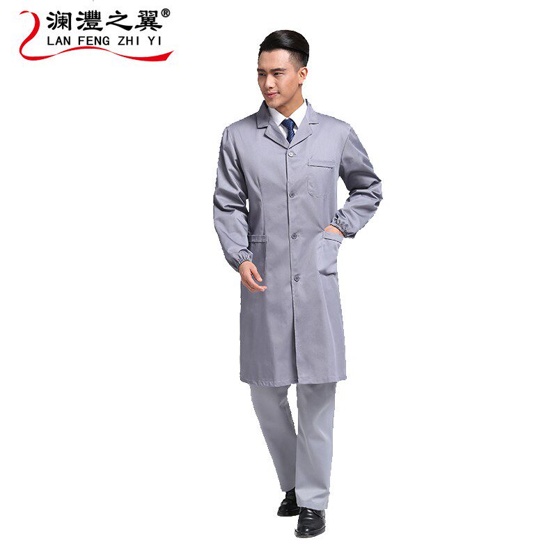 纯棉劳保服工作服男女夏季白大褂验服仓管物业薄款长袖耐磨长大褂