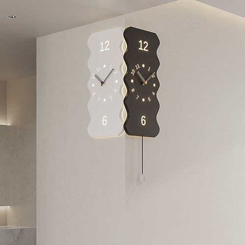 2024新款客厅家用静音转角时钟现代拐角双面挂钟简约餐厅钟表挂表
