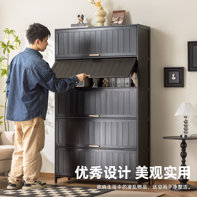 简易书架带门书柜分层置物架落地卧室家用多层储物柜客厅收纳柜子