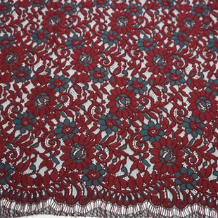 面料绣花高棉量睫毛定位 重磅立体压纱立体镂空蕾丝布料服装