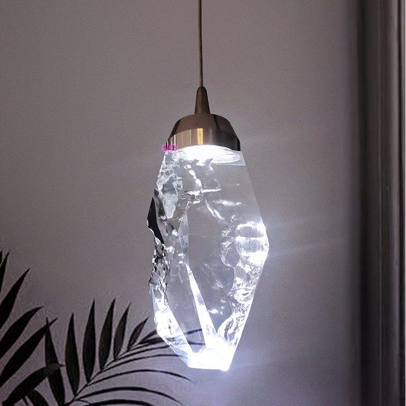 新款铝材水晶床头小吊灯卧室极简客厅背景墙玄关单个双头长线灯