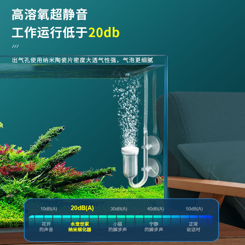 超静音增氧泵气泡石空气细化器鱼缸氧气泵纳米气盘雾化器氧气盘