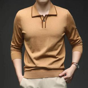 针织Polo 翻领T恤长袖 臻匠名仕山羊绒桑蚕丝秋高端y男装 20E25新款