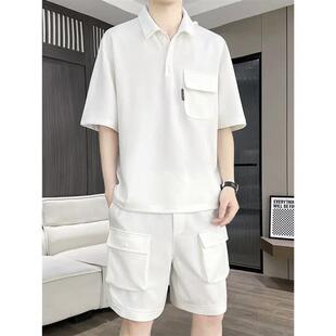 j港风冰丝薄款 男夏R季 半空启力高端品质男装 套装 两件 宽松短袖 衬衫