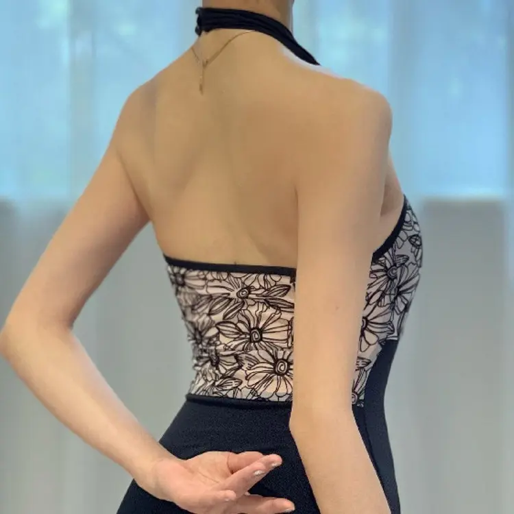 芭蕾舞练功服女形体服成人挂脖大背艺考舞蹈服连体服体操服紧身衣